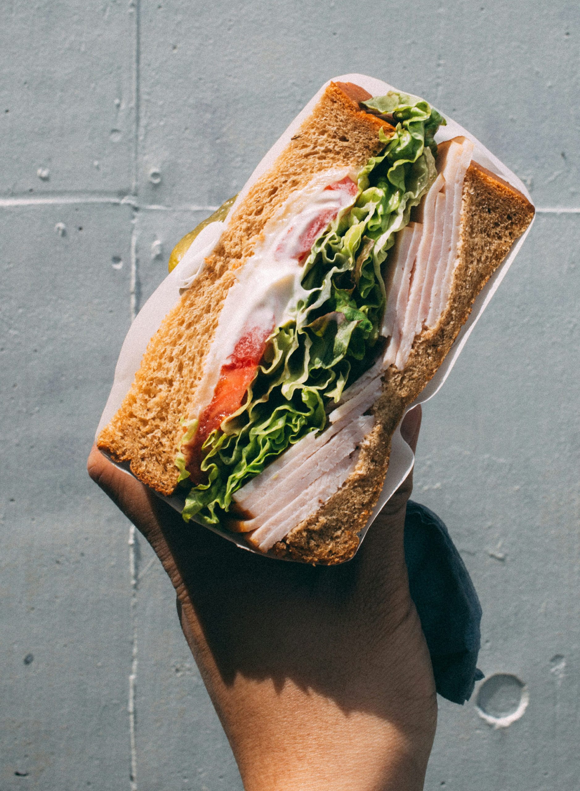 sandwich in hand