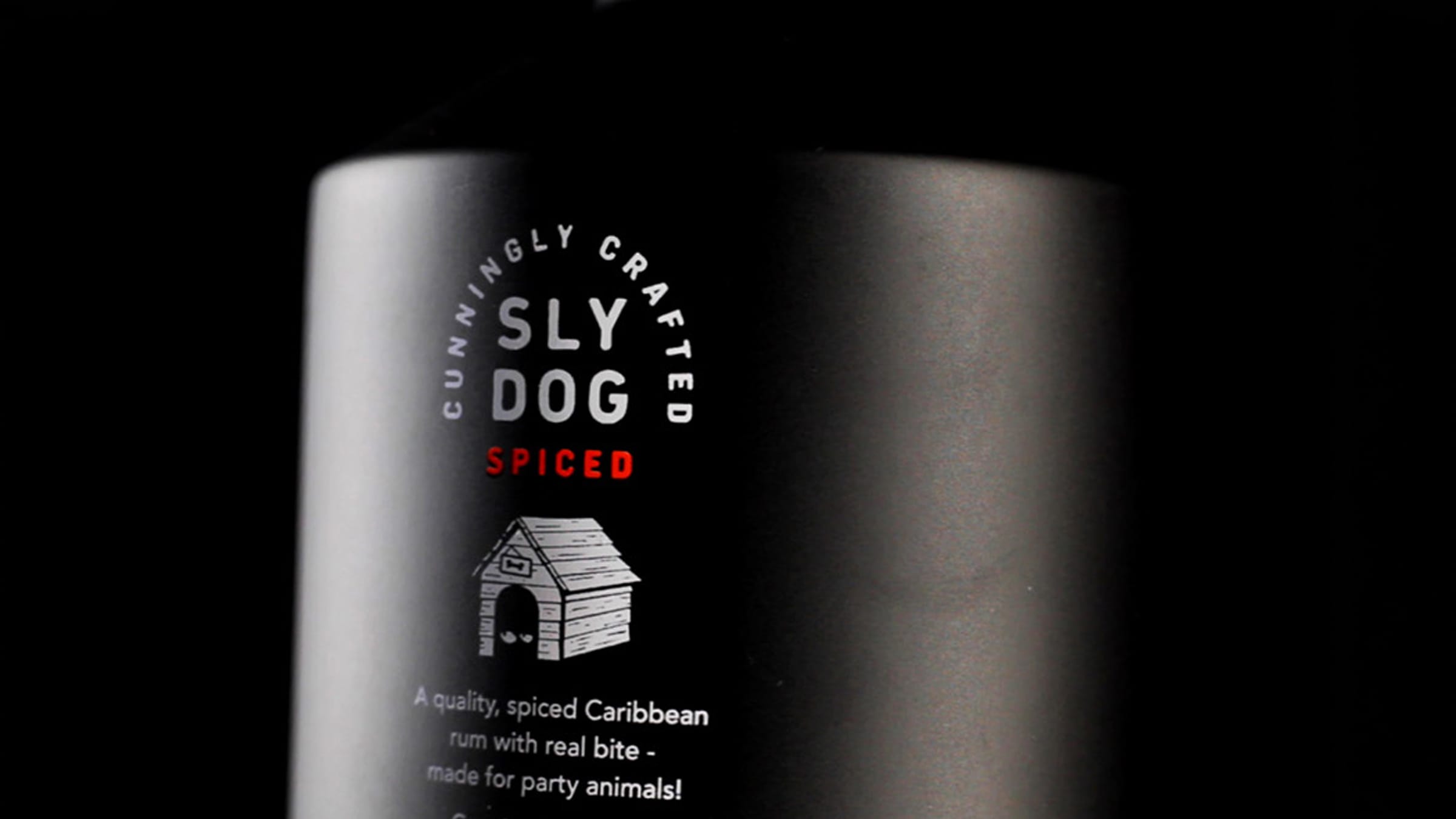 Sly Dog Spiced Caribbean rum bottle label close-up