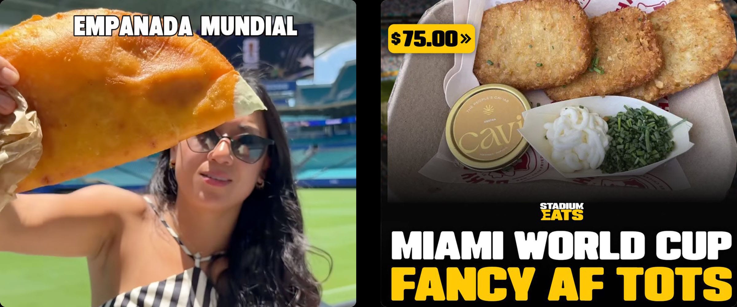 Miami World Cup stadium food empanada and fancy tots