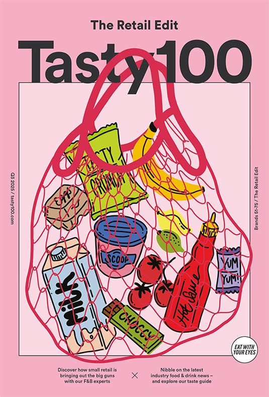 Tasty 100 Retail Edit magazine cover with illustrated shopping bag